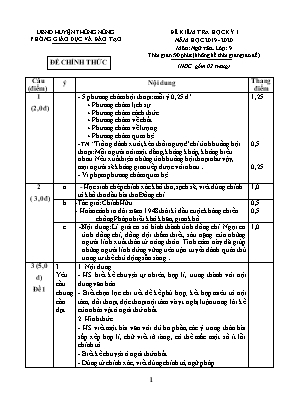 Đáp án đề kiểm tra học kỳ I môn Ngữ Văn Lớp 9 - Năm học 2019-2020 - Phòng giáo dục và đào tạo huyện Thông Nông (Có đáp án)